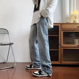 2023 korean fashion ankle zipper vintage brown men jeans pants luxury straight hip hop casual denim trousers pantalones hombre unique jeans style 234