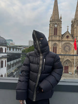 Winter Men's Down Jacket Coat Dark Style Shark Head Masked Zipper Goose Down Warm Regular Down Jacket Coat For Men And Women