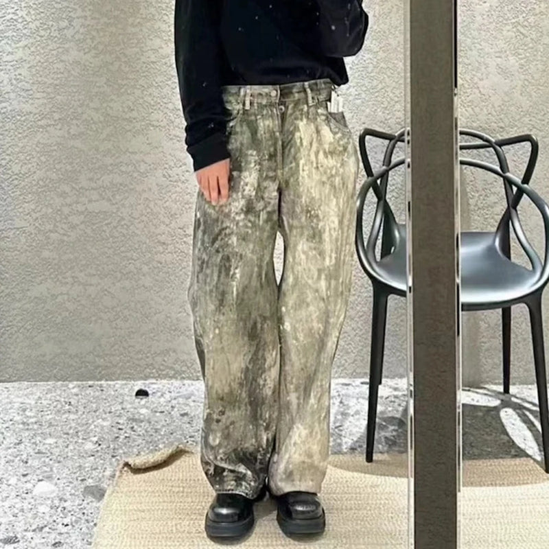 camouflage speckled digital printed jeans for men and women straight casual baggy denim trousers ropa hombre loose cargo pants military streetwear pants