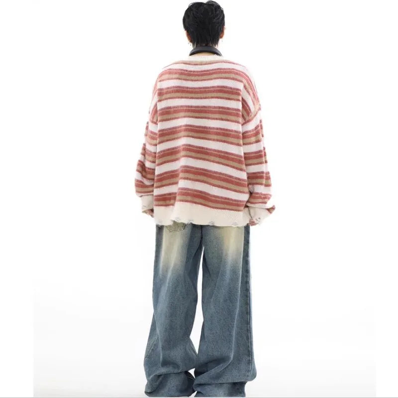 oversized knit pullover, fall/winter fashion, soft knit pullover with flame design, y2k fashion statement