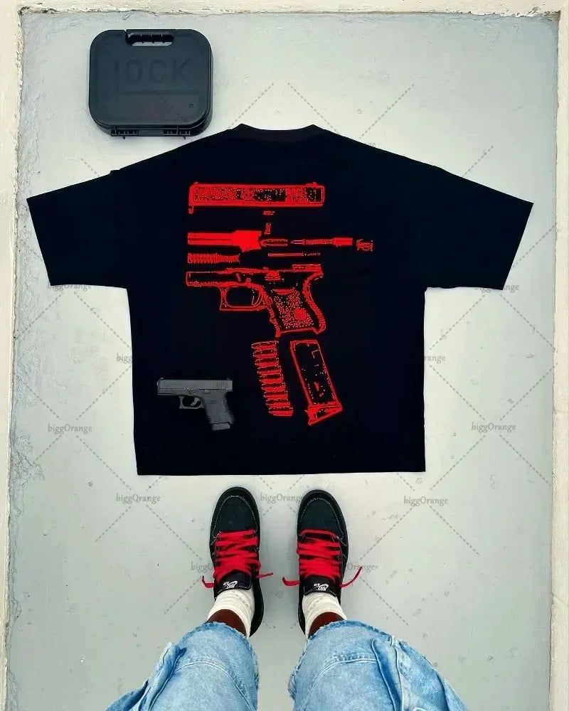 Cyberpunk Vintage t-shirt – Fashionable Gothic Letter Print Pattern Oversized T Shirt Me