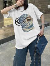 anime street tee with glitchy flame sketch and bold comic blur