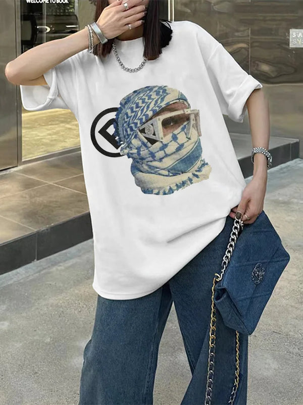 anime street tee with glitchy flame sketch and bold comic blur