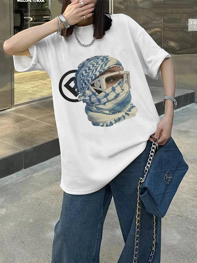 anime street tee with glitchy flame sketch and bold comic blur