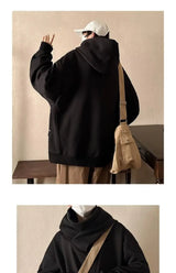 Trendy American High Collar Hooded Storm Sweatshirt For Men Women High