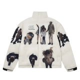 Hip Hop Jacket Parka Human Graffiti Print Men Winter Windbreaker Streetwear Harajuku Padded Jacket Coat Warm Outwear Hipster New
