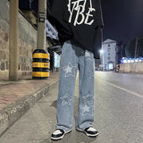 2023 autumn new light luxury fashion jeans men loose european and american style wide leg trousers boutique clothing simplestyle unique jeans style 3882