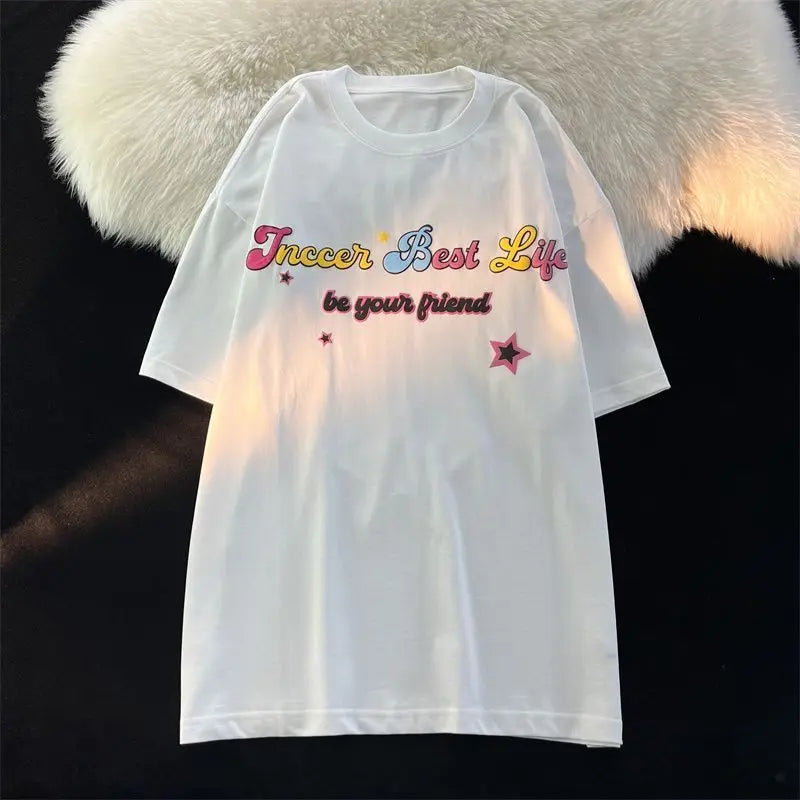 Gothic Streetwear – Harajuku Japanese Cartoon Flying Stars Cute Graphic T Shirts – Modern Streetwear for Everyone