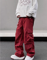 fashion loose streetwear cargo pant unisex casual multi pocket wide legs drewstring trousers hip hop joggers mens baggy pants unique joggers style 5066