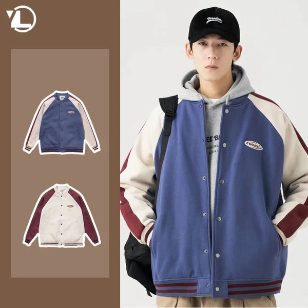 checkered varsity coat, layered streetwear look, trendy