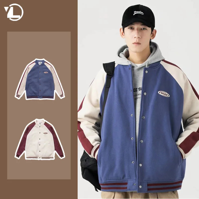 checkered varsity coat, layered streetwear look, trendy