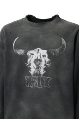 Vintage FW24 Devil print pattern High-Street Cotton Quality round neck pullover long sleeved sweatshirt
