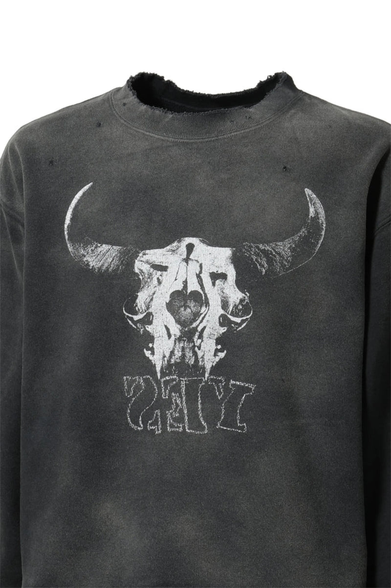 Vintage FW24 Devil print pattern High-Street Cotton Quality round neck pullover long sleeved sweatshirt