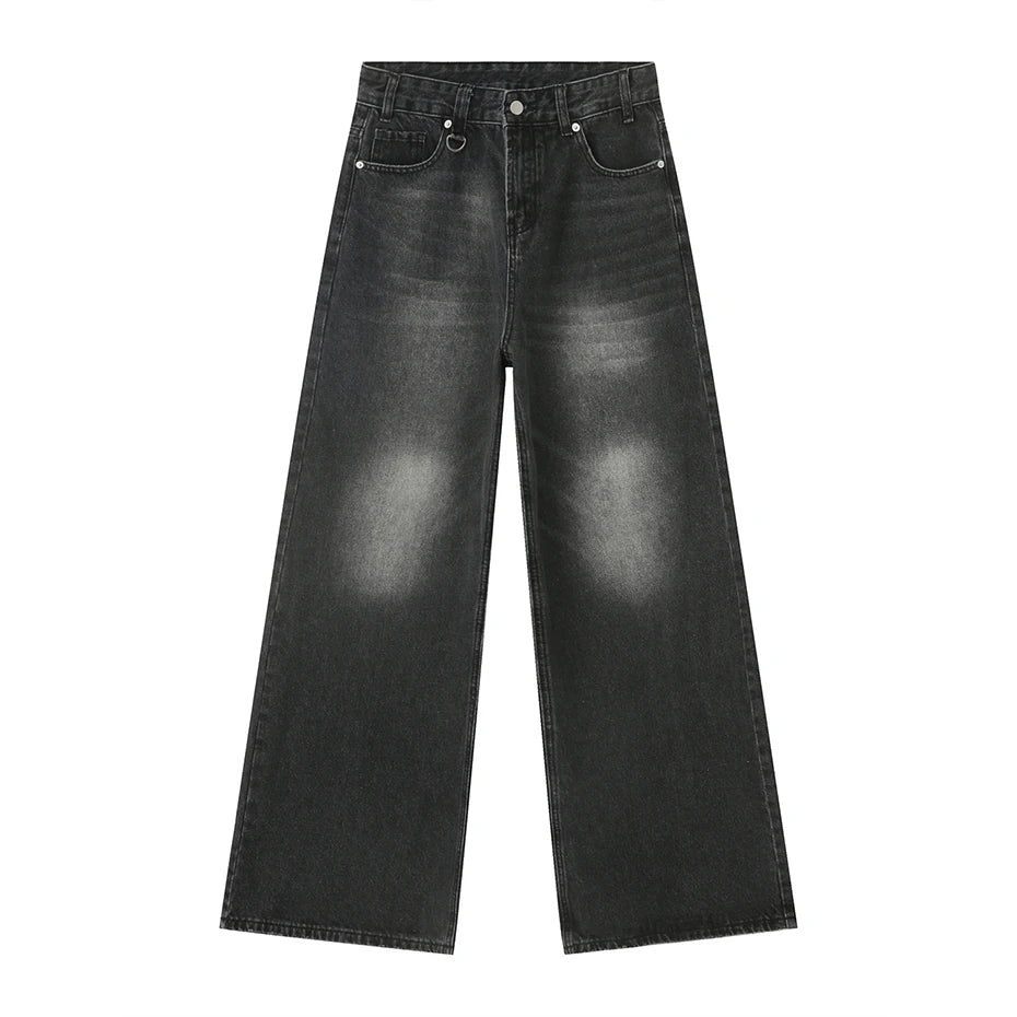 mens vintage blue baggy jeans male black loose straight denim pants y2k casual jeans trousers unique jeans style 157