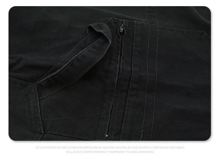 Washed and worn multi-pocket cargo jeans