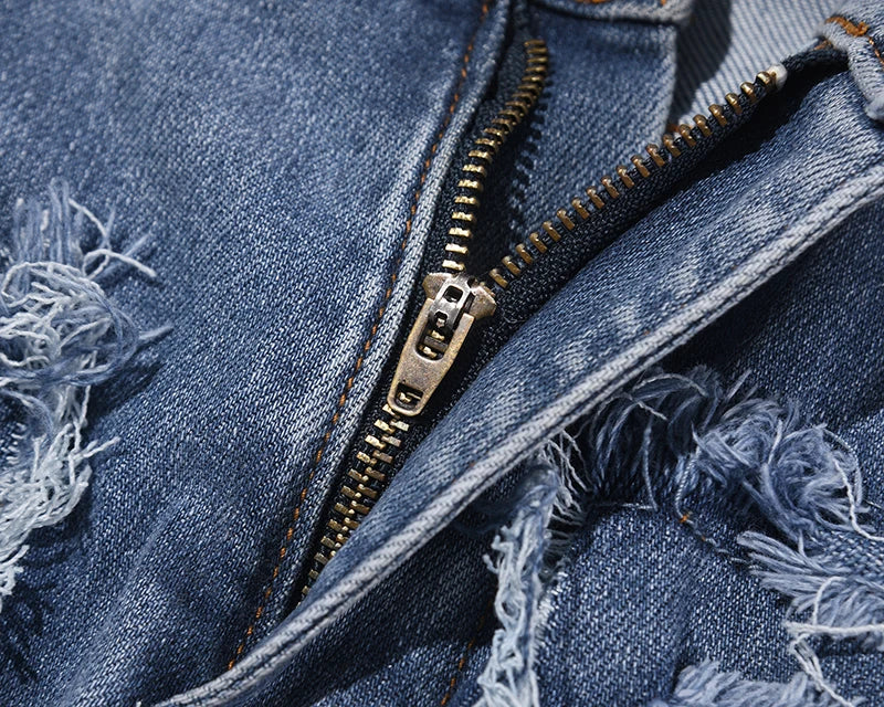 retro hole ripped distressed jeans for men straight washed harajuku hip hop loose denim trousers vibe style casual jean pants unique jeans style 849