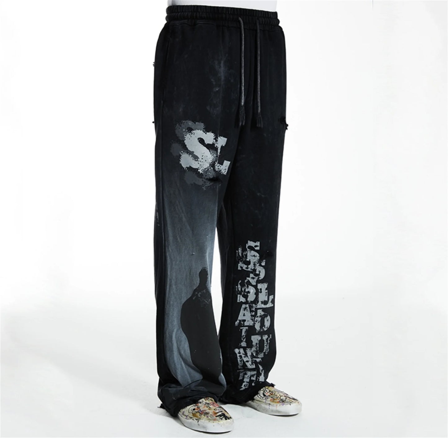 new arrival ssaint louis dirty old graffiti printed drawstring sanitary pants casual sport pants unique default style 6154