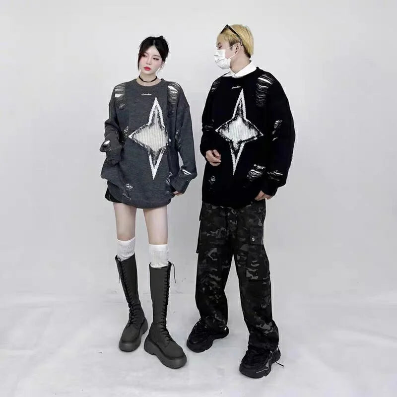 oversized flame jumper, 2025 fashion trend, fire knit jumper in oversized streetwear fashion