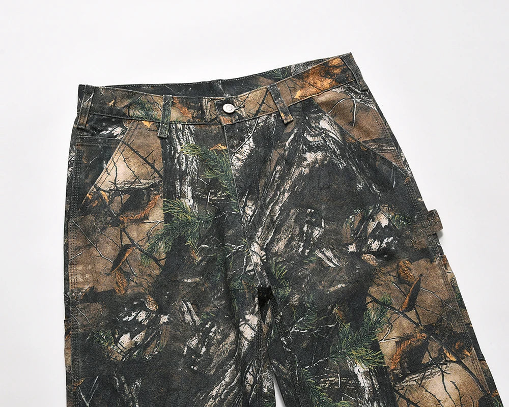 y2k streetwear vintage pantalones hombre trees camouflage jeans cargos for men patchwork straight baggy casual denim trousers baggy cargo bottoms