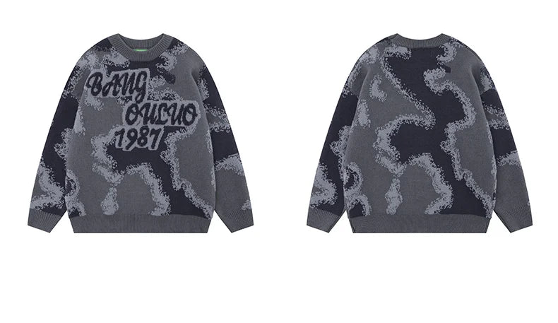 fashion contrast color knitted sweater unisex harajuku sweater casual letters pullover streetwear loose sweaters jumper knitwear high quality cotton pullover, unique limited edition hoodie, urban wear with bold artwork