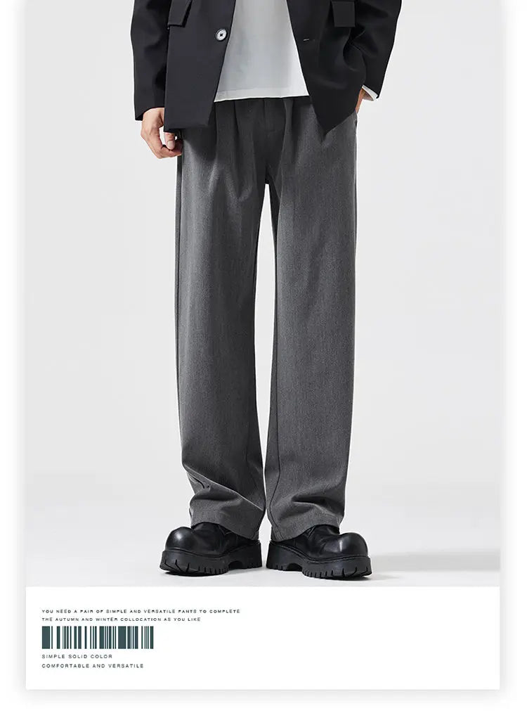 suit pant men korean streetwear fashion loose casual plus size straight suit pant office man commuter pants trousers unique default style 2229