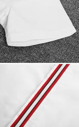 New 2021 Luxury Men Classic Embroidered bee stripe Ribbon Fashion Cotton Casual Shirts Shirt High Quality Short Sleeves A65