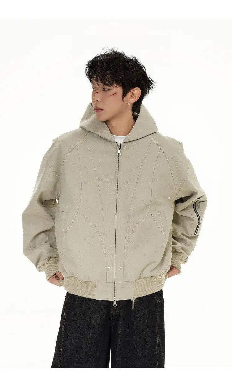 checkered varsity bomber, high-street look, men's streetwear fashion, trendy oversized fit, urban techwear design, modern hip