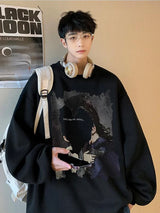 Mens Oversized Love No Watting Letter Graphic Sweatshirts 2025 Korean