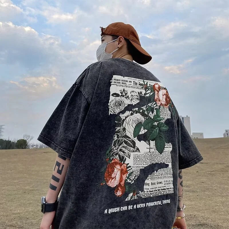 Y2k Vintage Anime – Rose Will Bloom All The Time Goth Letter Design Printed