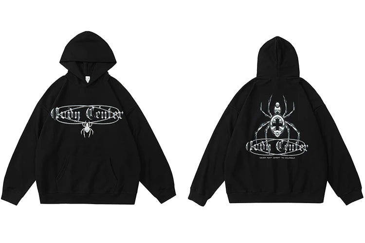 2023 Hip Hop Streetwear Hoodie Sweatshirt Cross Spider Graphic Hoodie
