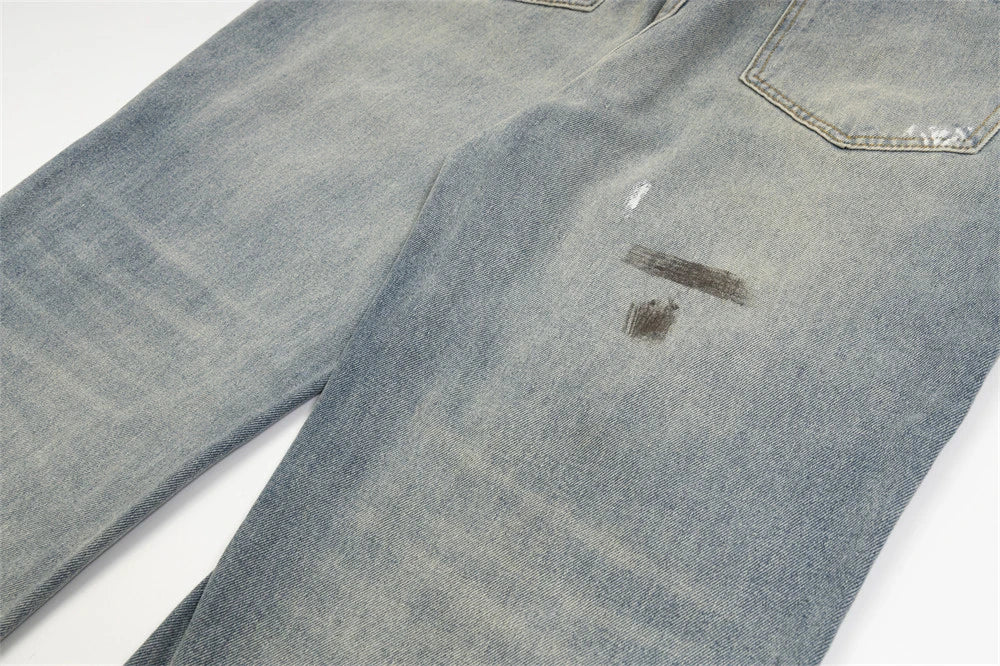 mens fashion ripped jeans blue straight baggy jeans trousers luxury loose casual distressed denim pants male 1 unique jeans style 4613