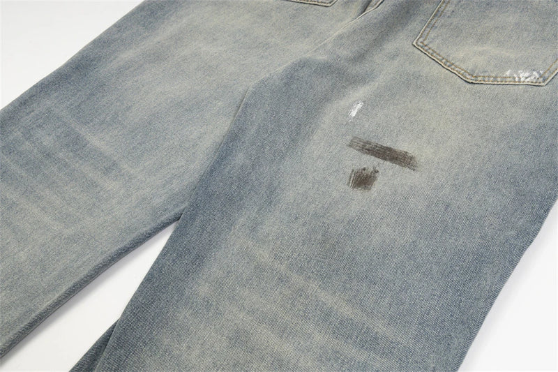 mens fashion ripped jeans blue straight baggy jeans trousers luxury loose casual distressed denim pants male 1 unique jeans style 4613