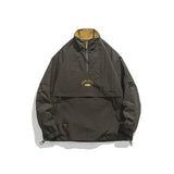style quality - style hop streetwear urban everyday standing-collar-pullover-jacket-for-men-harajuku-hip-hop-streetwear-loose-coat-embroidered-solid-color-embroidered-letter-tops premium hip essential oversized 5f5444 fashion casual print material wear graphic image design high fit unisex streetwear design ID 3dccb