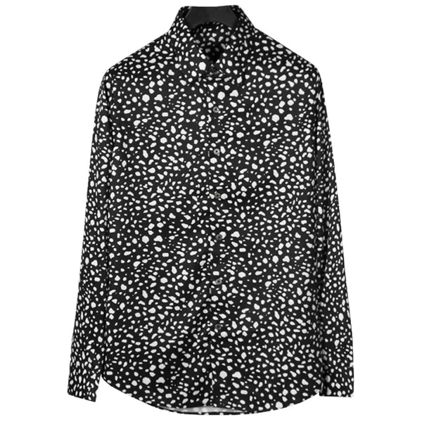 New 2021 Men 3D luxurious Wave point Polka dots Print Fashion Silk Casual Shirts Shirt high Pocket Long-sleeves S 2XL #A160