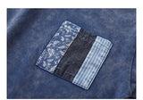 Anime Oversized shirt – Ancient Cloth Splicing Indigo Top Snowflake Heavy Industry W