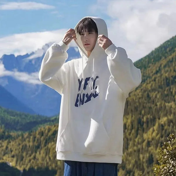 New Goth Oversized Pullover Hoodies For Men Letter Print Hooded Sweatshirts Hip Hop Aesthetic Harajuku Y2K Streetwear Hoodie