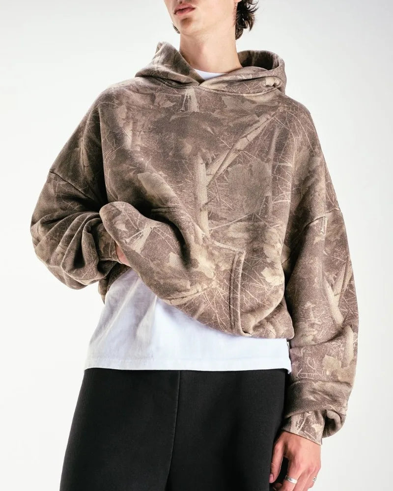 American High Street Fashion Casual Hoodie Men Y2K Harajuku Retro Soli