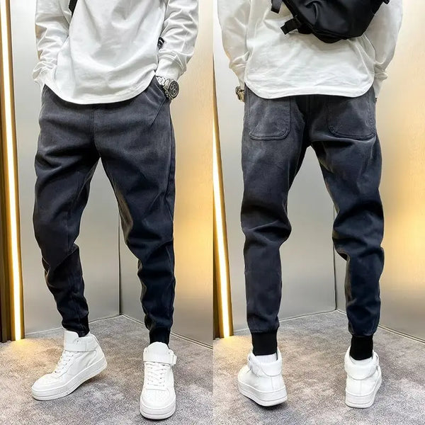gradient hip hop baggy pants mens elastic waist jeans casual denim pants tapered legs new luxury designer korean pants stacked flare jeans