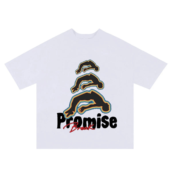 Streetwear graphic tee with chrome heart and retro font