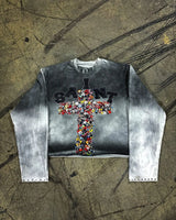Glitchcore Broken heart – Gothic Punk Pattern Long Sleeved Graphic T Shirts Round Neck