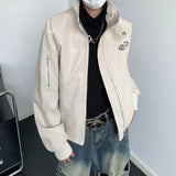 leather varsity jacket, cold weather layer, hip hop