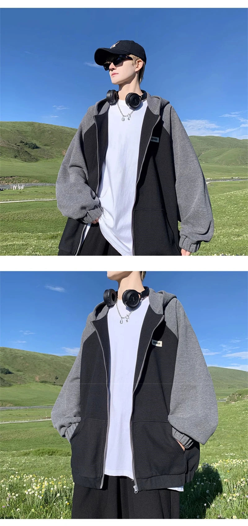 Destroyed-look hoodie with skatercore fashion appeal