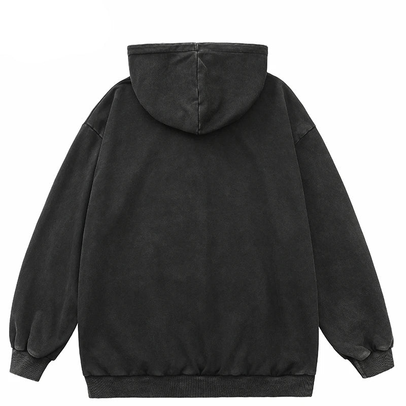 2023 Hip Hop Streetwear Hoodie Sweatshirt Washed Retro Graphic Lightni