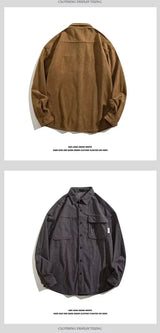 American Corduroy Cotton Shirt Man Thickening Long Sleeve Brand Trendy French Style Designer Loose Casual Workwear Coats
