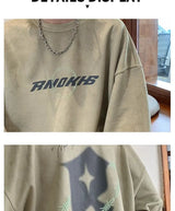 Korean Personalized Street Buckskin Sweatshirt for Men in Autumn and Winter New Trendy Y2K American Retro Student Round Neck Top