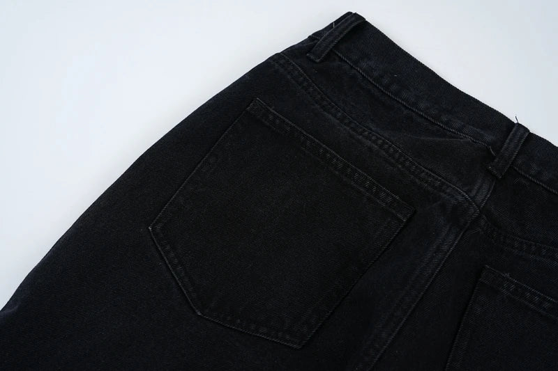y2k streetwear embroidered ripped wide jeans for men washed destroyed torn flared jean male tassels hip hop jeans pants baggy unique jeans style 695