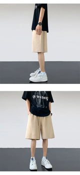 korean sports shorts men new summer hot style loose casual waffle five point pants teenagers solid color versatile niche pants unique shorts style 2126