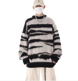 korean hip hop set men striped vintage knit sweater drawstring big pocket cargo pants 2 pcs set spring college casual suit 2024 unique cargo style 4870