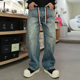 mens american streetwear fashion loose casual hip hop vintage denim baggy jeans pants man wide leg trousers y2k jeans men denim street jeans