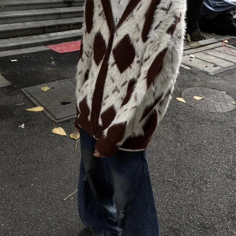 varsity flame knitwear, statement sweater, cozy knitwear for men, oversized grunge aesthetic winter top